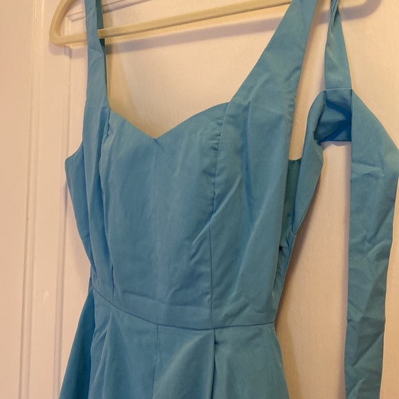 Bow Tie Open Back Blue Summer Romper - Picture 5 of 10